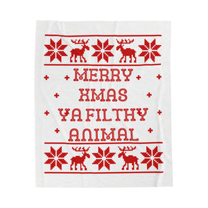 Merry Xmas Ya Filthy Animal - velvety plush blanket 50 x 60 inch