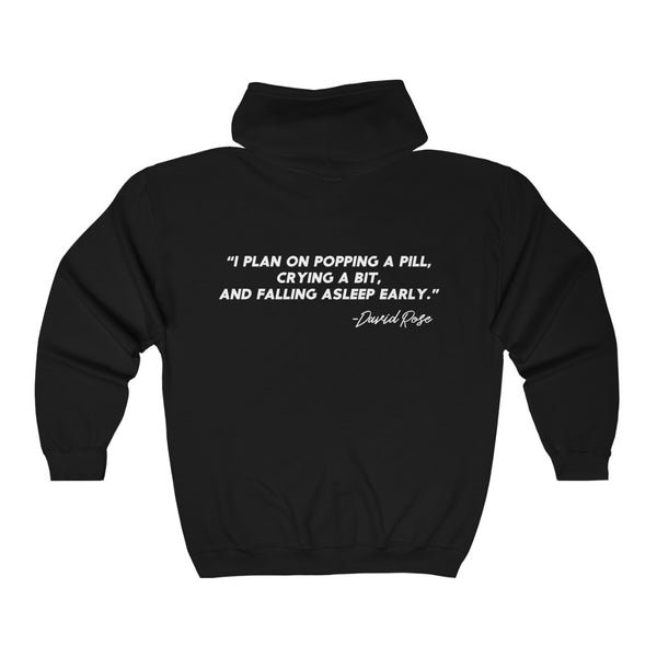 David Rose - Schitt's Creek - "Popping a pill" - unisex zip up hoodie