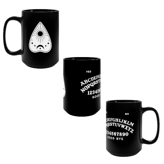 Ouija Board & Planchette - 15oz black ceramic mug